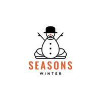 little snow man happy cute minimal cartoon mascot logo design vector