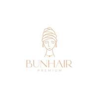 beauty face woman bun hairstyle logo design vector