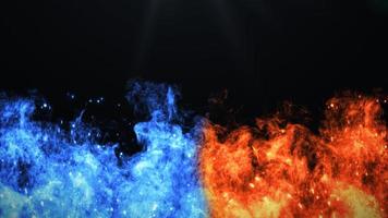 Fire and Ice Concept Design with spark. 3d illustration. photo