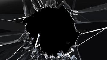vidrio roto con fragmentos y escombros. ilustración 3d foto