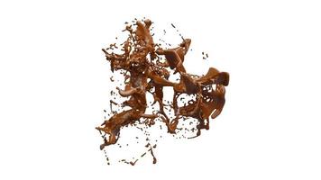 salpicaduras de chocolate con representación 3d de gotitas. ilustración 3d foto