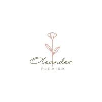 flower oleander plant aesthetic minimal logo design vector