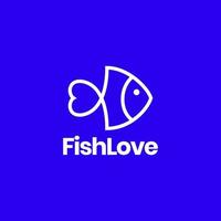 fish with love tail food aquarium line minimalist logo design vector