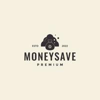 vector de diseño de logotipo de hipster de nube de ahorro de dinero