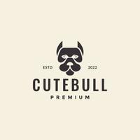 head dog bull strong cute hipster logo design vector