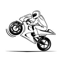 carrera de motos en blanco y negro vector