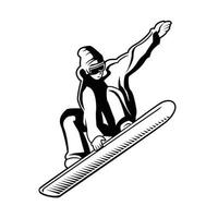 Snow Boarder Black and White vector