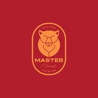 master fox teacher mascot badge logo design vector