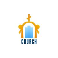 Religious logo with christian elements for branding, family forming symbol of church vector