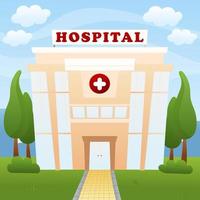 Medical concept with hospital building exterior with city landscape vector