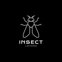 insecto volando con vector de diseño de logotipo minimalista de línea de amor