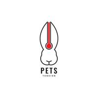 rabbit pets temperature health logo design vector