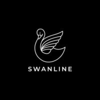 swan minimalist line art modern logo design vector