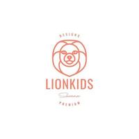 head lion cub with mane cute line logo design vector