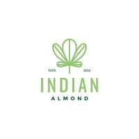 vector de diseño de logotipo de línea de almendra india de hojas