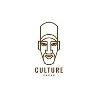 culture wood mask tribe rural line logo design vector