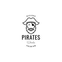 old man face bearded pirate hipster logo design vector