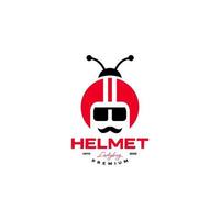 unique helmet with ladybug logo design vector