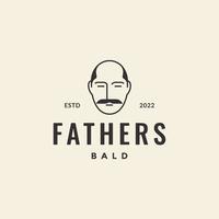 head father bald and mustache hipster logo design vector