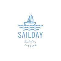 saill boat ocean minimal lines logo design vector
