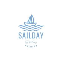 saill boat ocean minimal lines logo design vector