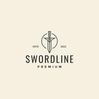 simple sword line minimalist hipster logo design vector