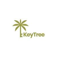 candado de llave con el vector de diseño del logotipo de la naturaleza del árbol de coco