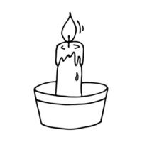 Burning aroma candle. Single doodle illustration. Hand drawn clipart for card, logo, design vector