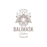 bali mask barong culture lines minimalist logo design vector