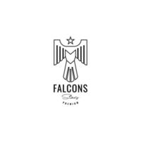 flying falcon with star polygonal line logo design vector