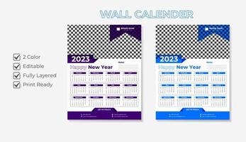 Print ready 2023 wall calendar template design vector