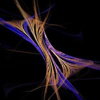 bright abstract linear background, orange-blue digital drawing on black, graphics, design photo