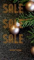 Sale lettering tamplate on New Year Christmas background for Instagram stories photo