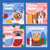 Set of Santa Paws Social Media Posts vector