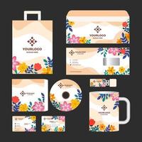 kit de negocios floral creativo vector