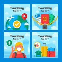 consejos de seguridad para viajar plantillas de redes sociales vector