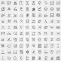 paquete de 100 iconos de líneas universales para móviles y web vector