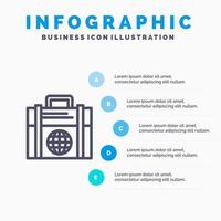 Business Investment Modern Globe Line icon with 5 steps presentation infographics Background vector
