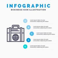 Business Investment Modern Globe Line icon with 5 steps presentation infographics Background vector