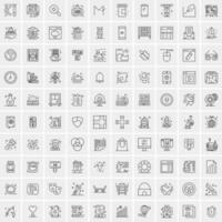 paquete de 100 iconos de líneas universales para móviles y web vector