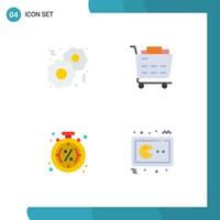 4 Thematic Vector Flat Icons and Editable Symbols of cookies sale buy discount pac man Editable Vector Design Elements