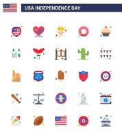 25 Flat Signs for USA Independence Day day muffin native american dessert nutrition Editable USA Day Vector Design Elements