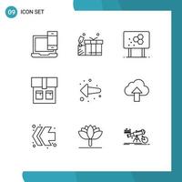 Mobile Interface Outline Set of 9 Pictograms of back fashion wedding bag formula Editable Vector Design Elements