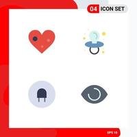 4 Flat Icon concept for Websites Mobile and Apps heart plug favorite nipple face Editable Vector Design Elements