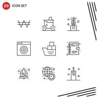 9 User Interface Outline Pack of modern Signs and Symbols of transportation good aroma box internet Editable Vector Design Elements