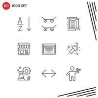9 Thematic Vector Outlines and Editable Symbols of right arrow sale note education Editable Vector Design Elements