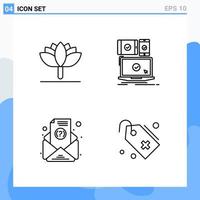 Modern 4 Line style icons Outline Symbols for general use Creative Line Icon Sign Isolated on White Background 4 Icons Pack Creative Black Icon vector background