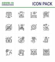 16 Line Set of corona virus epidemic icons such as communication surgery medicine operation care viral coronavirus 2019nov disease Vector Design Elements