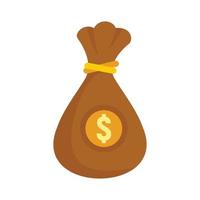 Money bag icon, flat style vector