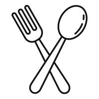 Plastic fork spoon icon, outline style vector